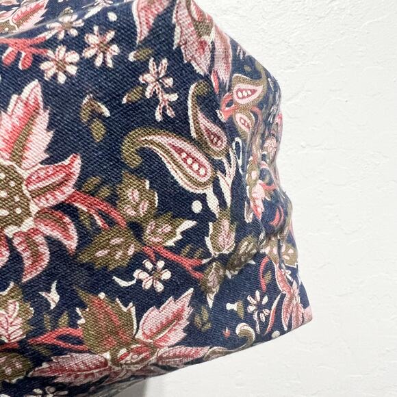 Sezane Sea Tote Bag Blue Paisley Boho Fleurs Fond Marine Large Floral Canvas - Picture 3 of 5